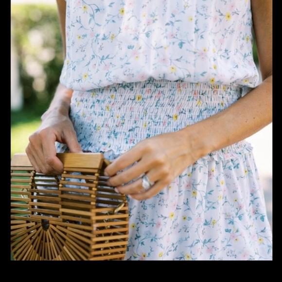 Gibsonlook THE MILLER AFFECT HIGH NECK RUFFLE DRESS size L color toscana white - Picture 14 of 16